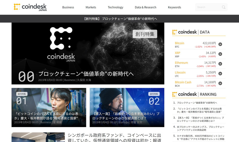 CoinDesk Japan トップページ